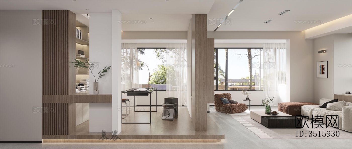 现代平层效果图下载（渲染图4）