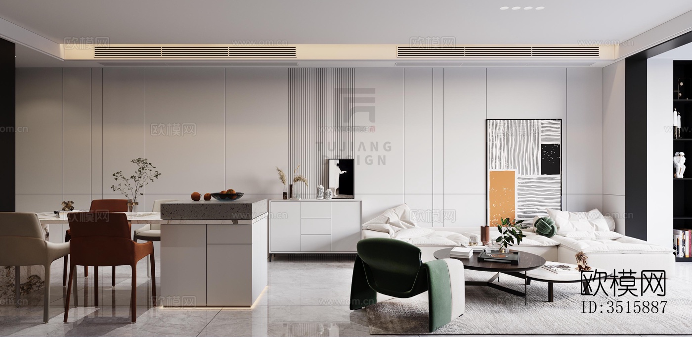 现代平层效果图下载（渲染图6）