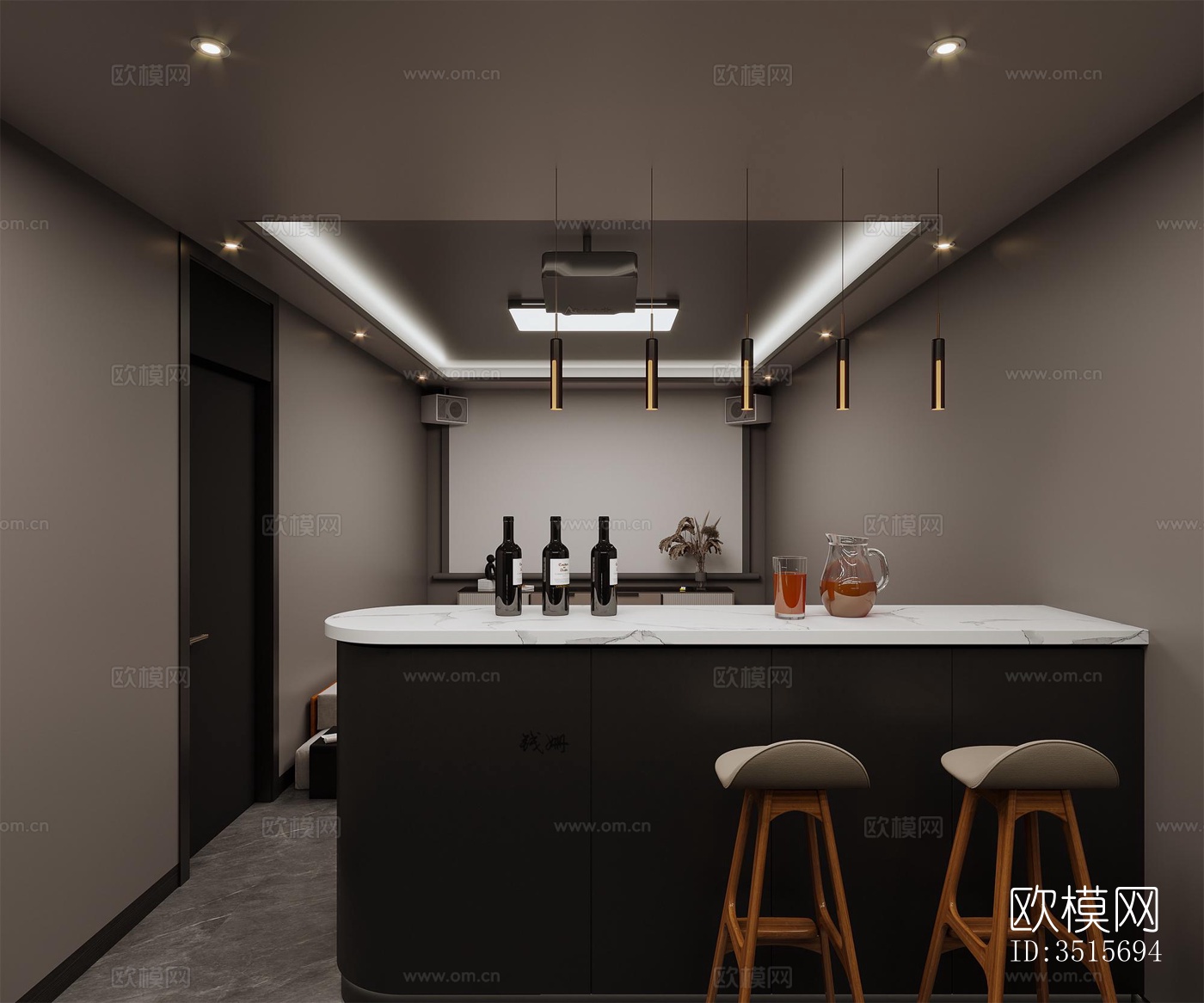 现代平层效果图下载（渲染图4）