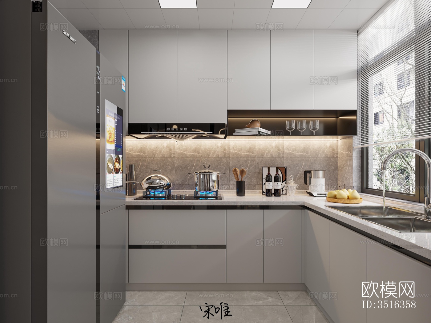 现代平层效果图下载（渲染图4）