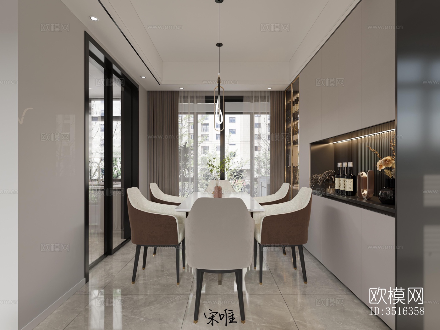 现代平层效果图下载（渲染图3）