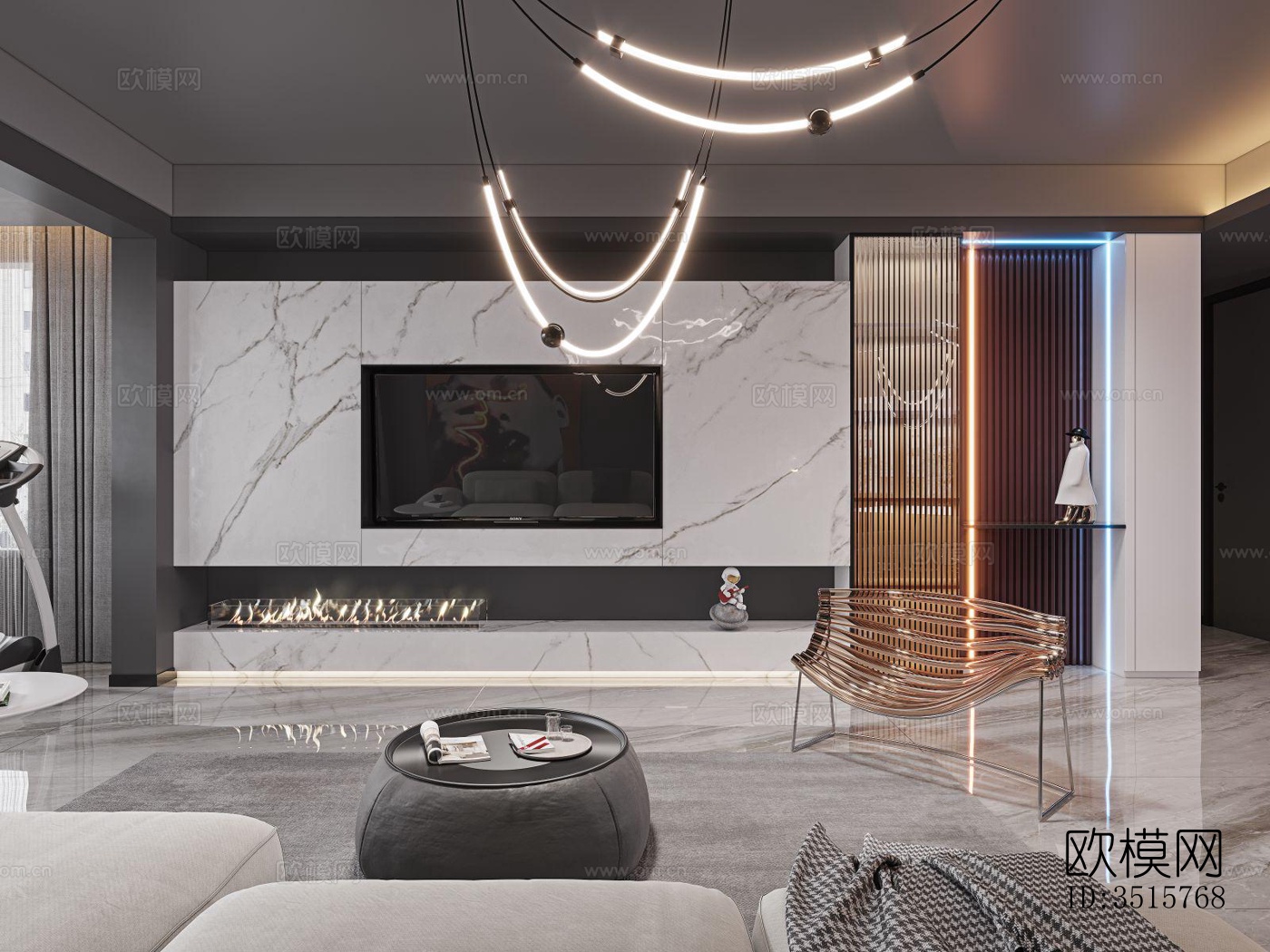 现代平层效果图下载（渲染图6）