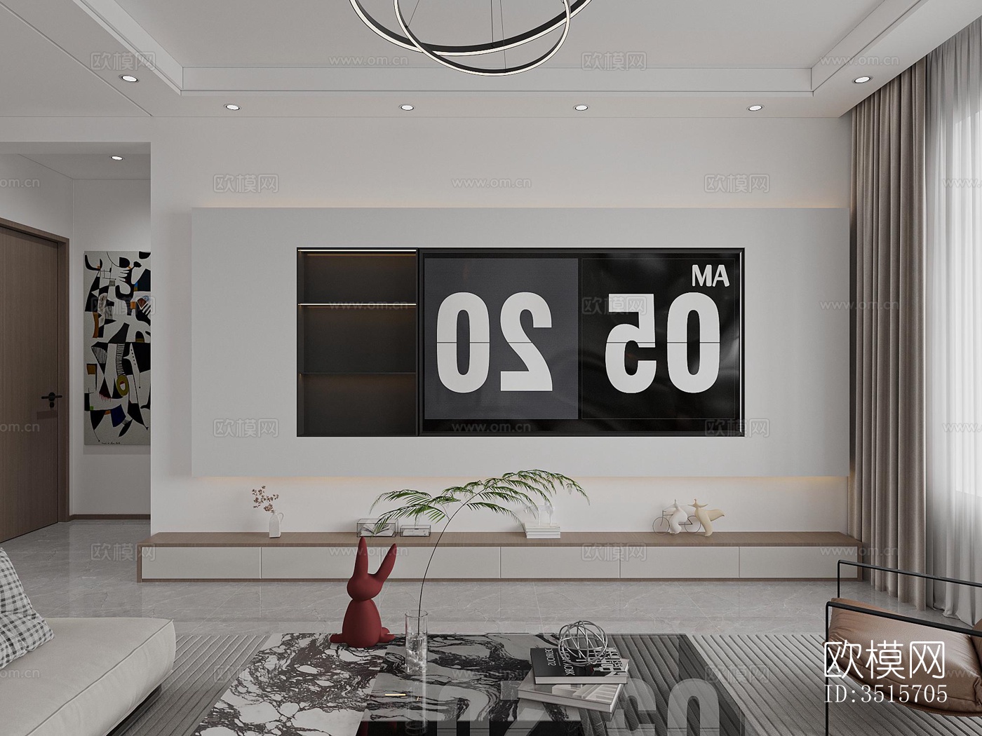 现代平层效果图下载（渲染图1）