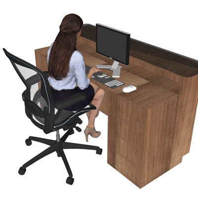  现代员工办公桌su模型 