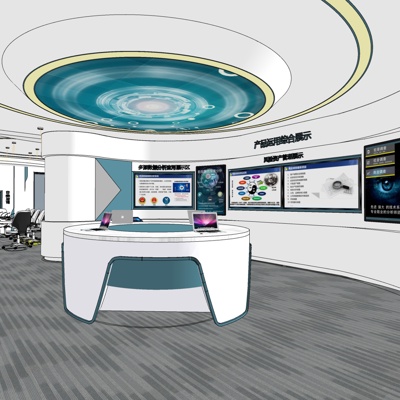  现代展厅su模型 