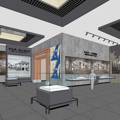  新中式展厅su模型 