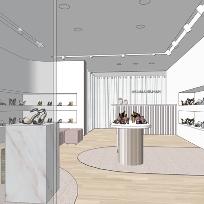  现代高跟鞋专卖店su模型 