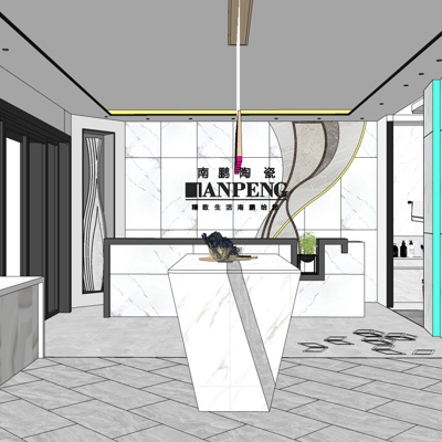  现代陶瓷专卖店su模型 