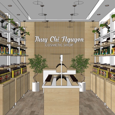  现代化妆品专卖店su模型 