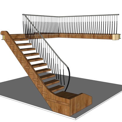 现代l型楼梯免费su模型