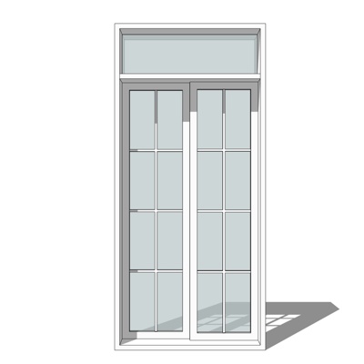 日式不锈钢玻璃推拉门免费su模型