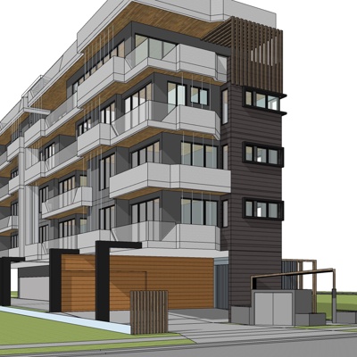 现代公寓楼外观免费su模型