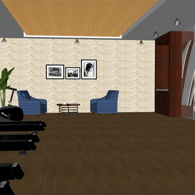  现代健身房su模型 