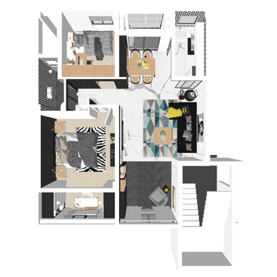  现代公寓整装su模型 