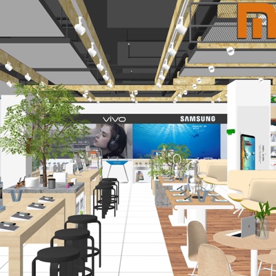  现代手机数码专卖店su模型 