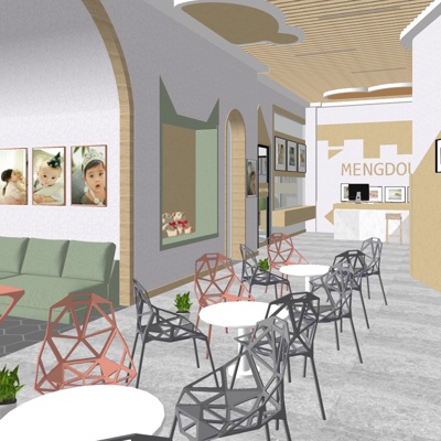  现代接待区su模型 