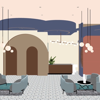  现代洽谈区su模型 