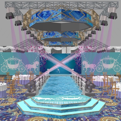  现代婚庆宴会厅su模型 