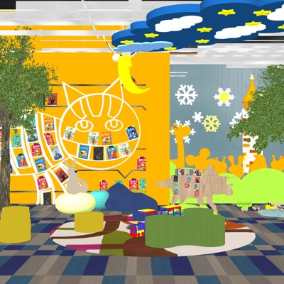  北欧儿童活动室su模型 