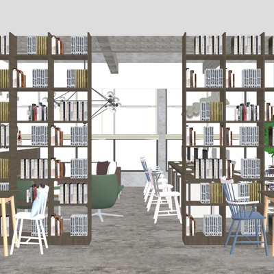  北欧图书馆su模型 