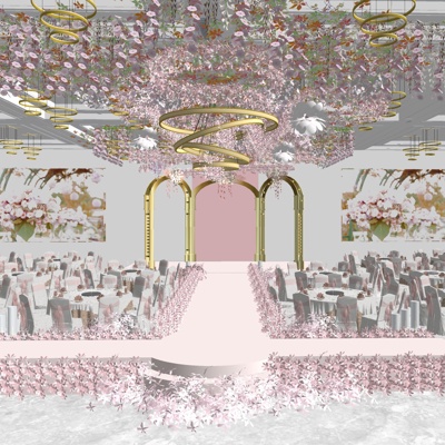  现代婚庆宴会厅su模型 