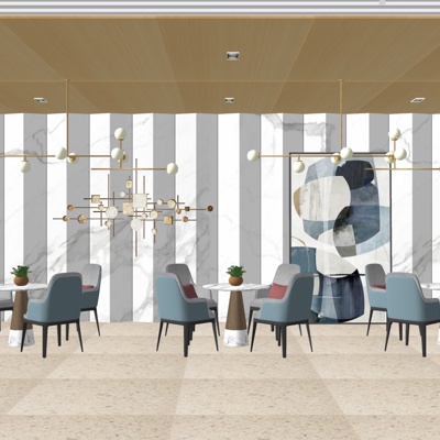  现代洽谈区su模型 