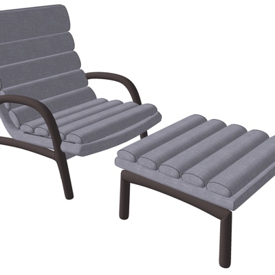  现代布艺休闲躺椅su模型 