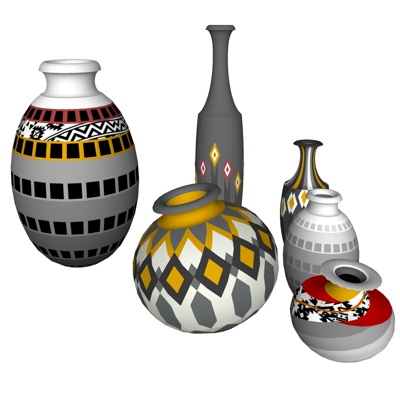  现代陶瓷罐子su模型 