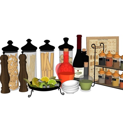  现代红酒水果su模型 