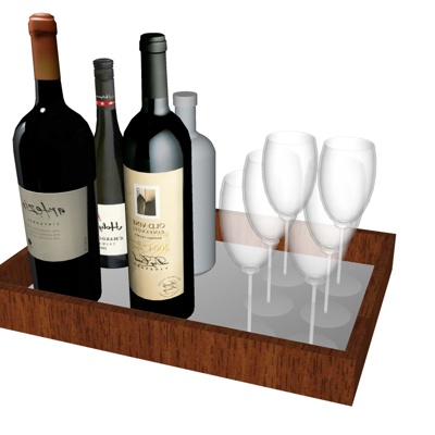  现代红酒红酒杯su模型 