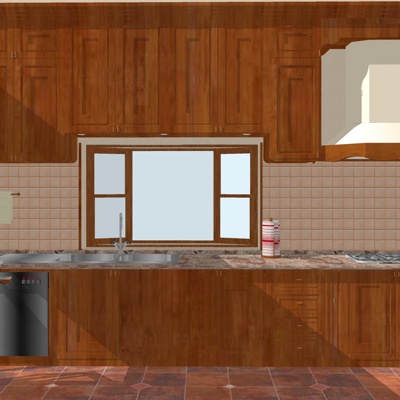  美式实木橱柜su模型 