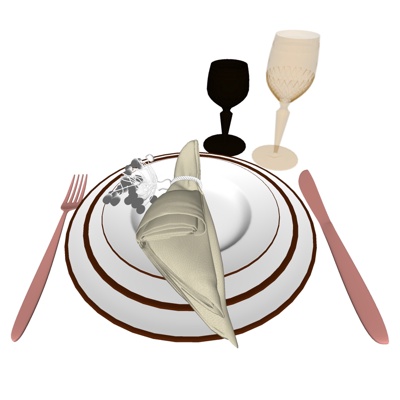  现代餐盘餐具su模型 