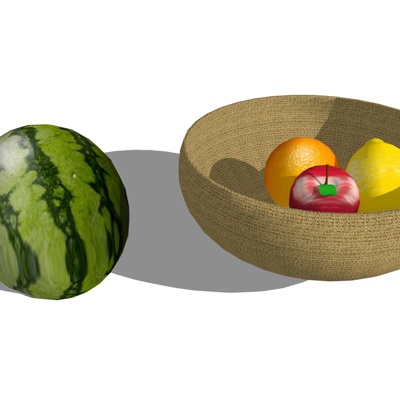  现代西瓜苹果柠檬su模型 