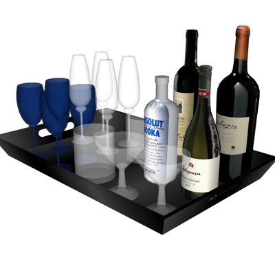  现代酒杯酒水su模型 