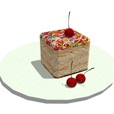  现代奶油蛋糕su模型 