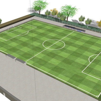  现代足球场su模型 