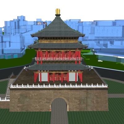  中式塔楼su模型 