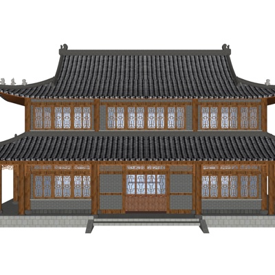  中式古建民俗su模型 