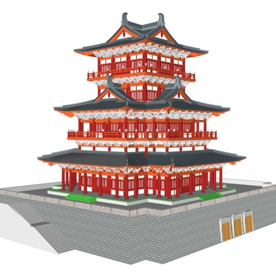  中式古建民俗su模型 