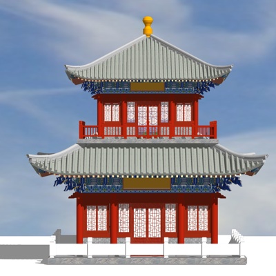  中式古建民俗su模型 