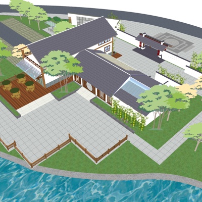  中式古建民房su模型 