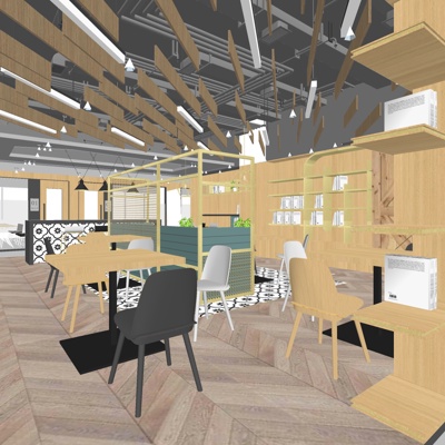  现代办公室休息区su模型 