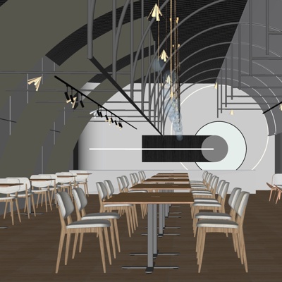  北欧快餐店su模型 