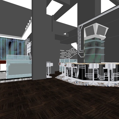  现代酒吧su模型 