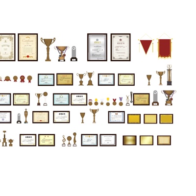  现代奖状奖杯su模型 