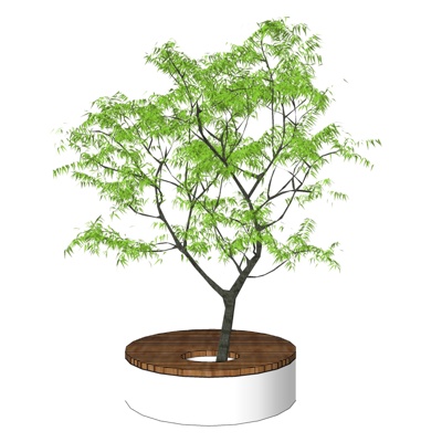  现代花坛座椅su模型 