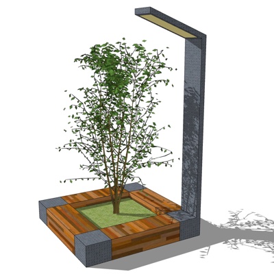  现代花坛座椅su模型 
