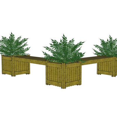  现代花坛座椅su模型 