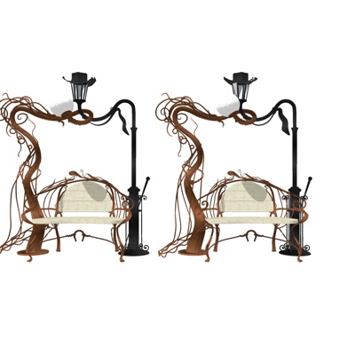  欧式户外公用椅su模型 