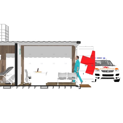  现代小型诊所su模型 